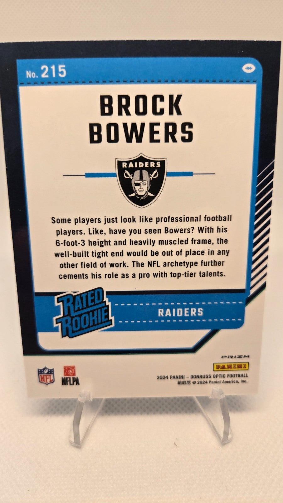 2024 Panini Optic - Rated Rookie Brock Bowers #215 Blue Hyper (RC)