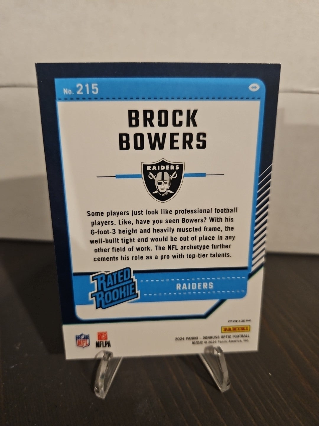 2024 Panini Donruss Optic - Rated Rookie Brock Bowers #215 Blue Scope Prizm (RC)