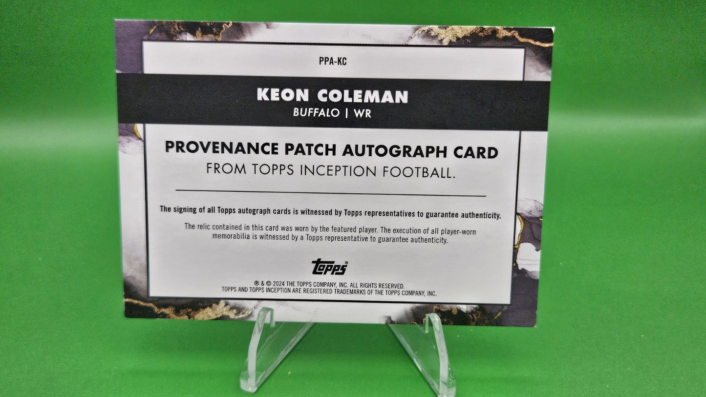 2024 Topps Inception Provenance Patch Keon Coleman Rookie Patch Auto /50