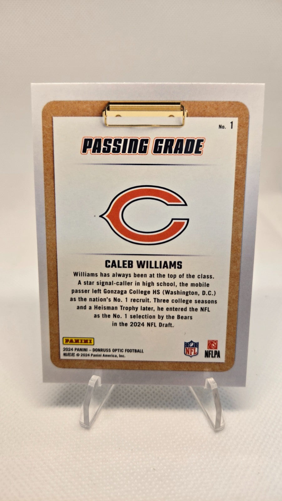 Caleb Williams RC 2024 Panini Donruss Optic - Passing Grade #1