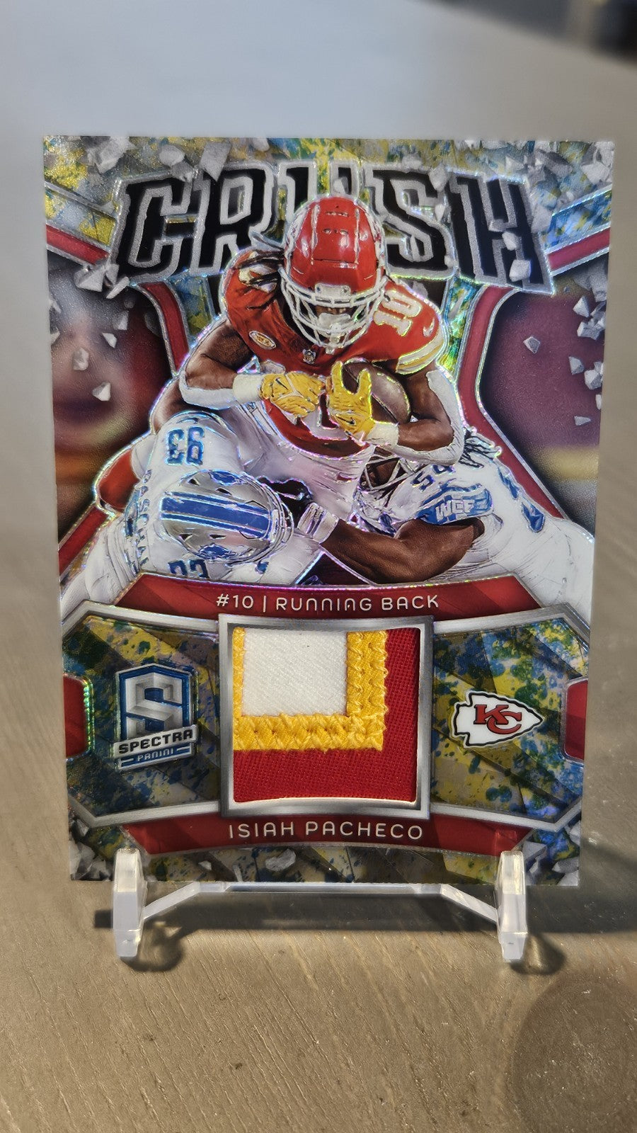 Isiah Pacheco Crush Patch Neon Splatter /8 - 2024 Panini Spectra Football Chiefs
