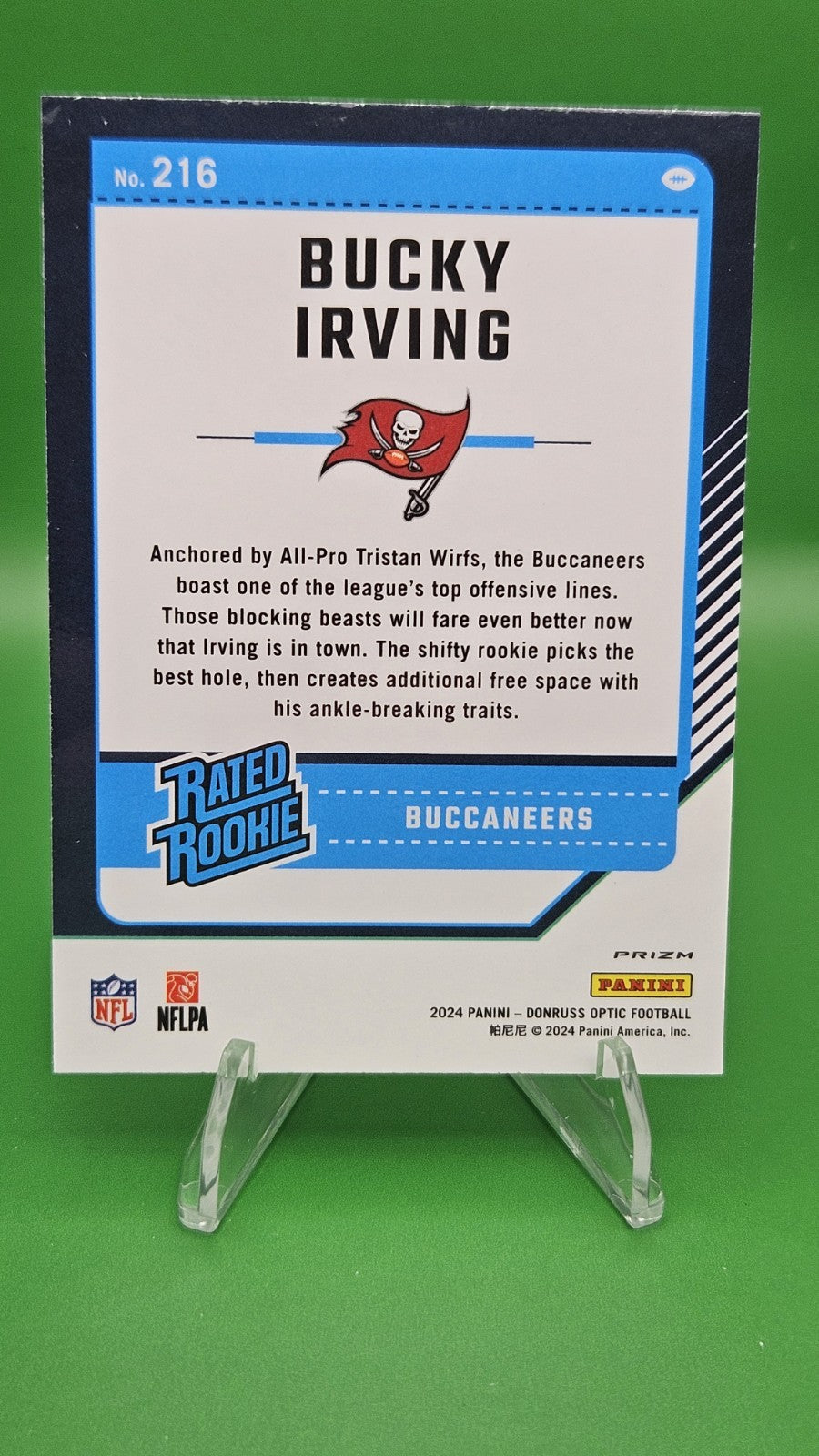 2024 Panini Donruss Optic - Rated Rookie Bucky Irving #216 Blue Hyper Prizm (RC)
