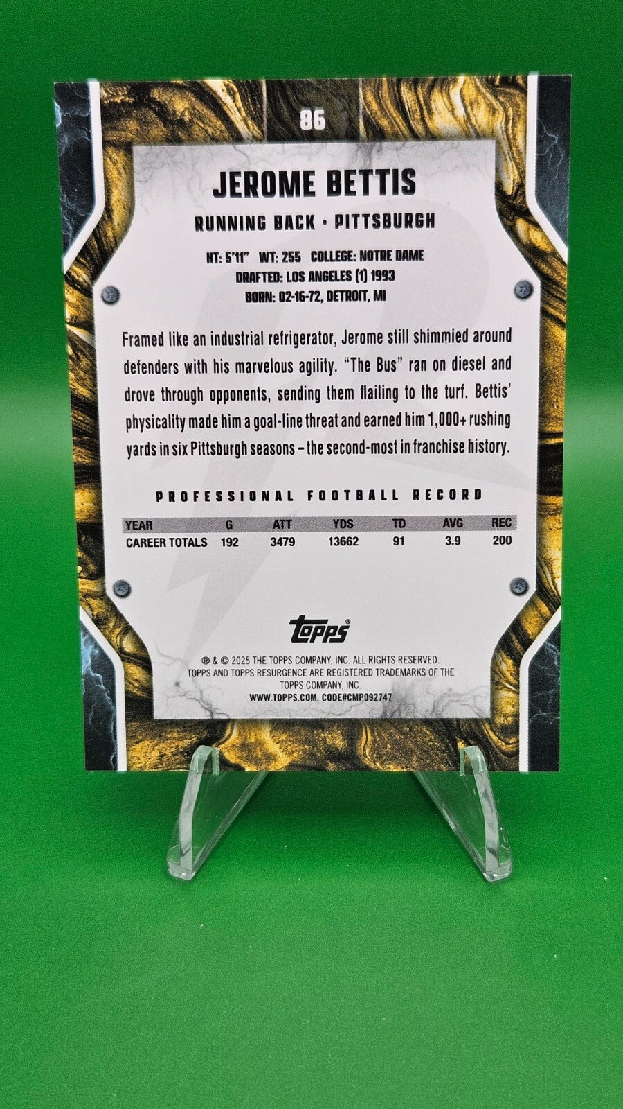 2024 Topps Resurgence - Jerome Bettis #86 Pink Power Surge Refractor /10