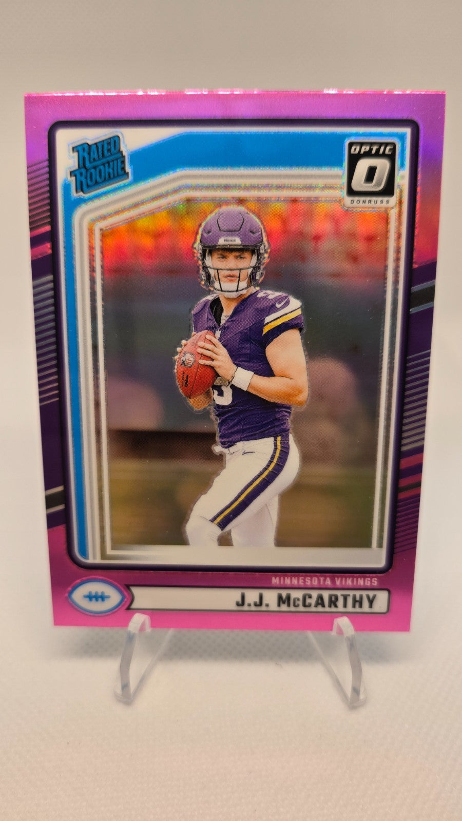 2024 Donruss Optic Rated Rookie Preview Pink Prizm #303 JJ McCarthy RC