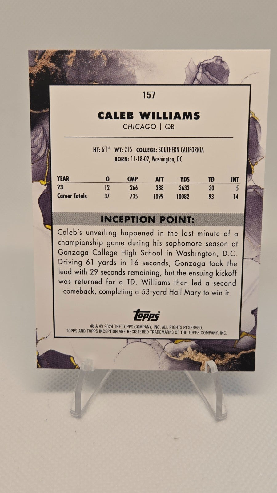 2024 Topps Inception - Caleb Williams #157 (RC)