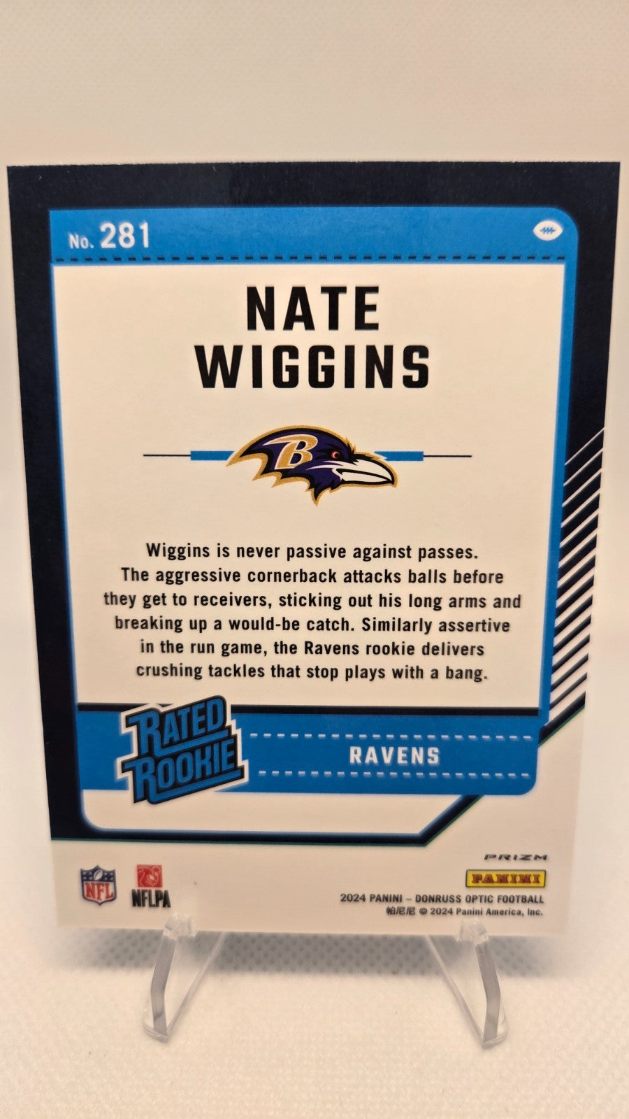 2024 Panini Donruss Optic - Rated Rookie Nate Wiggins #281 Blue Glitter Prizm...