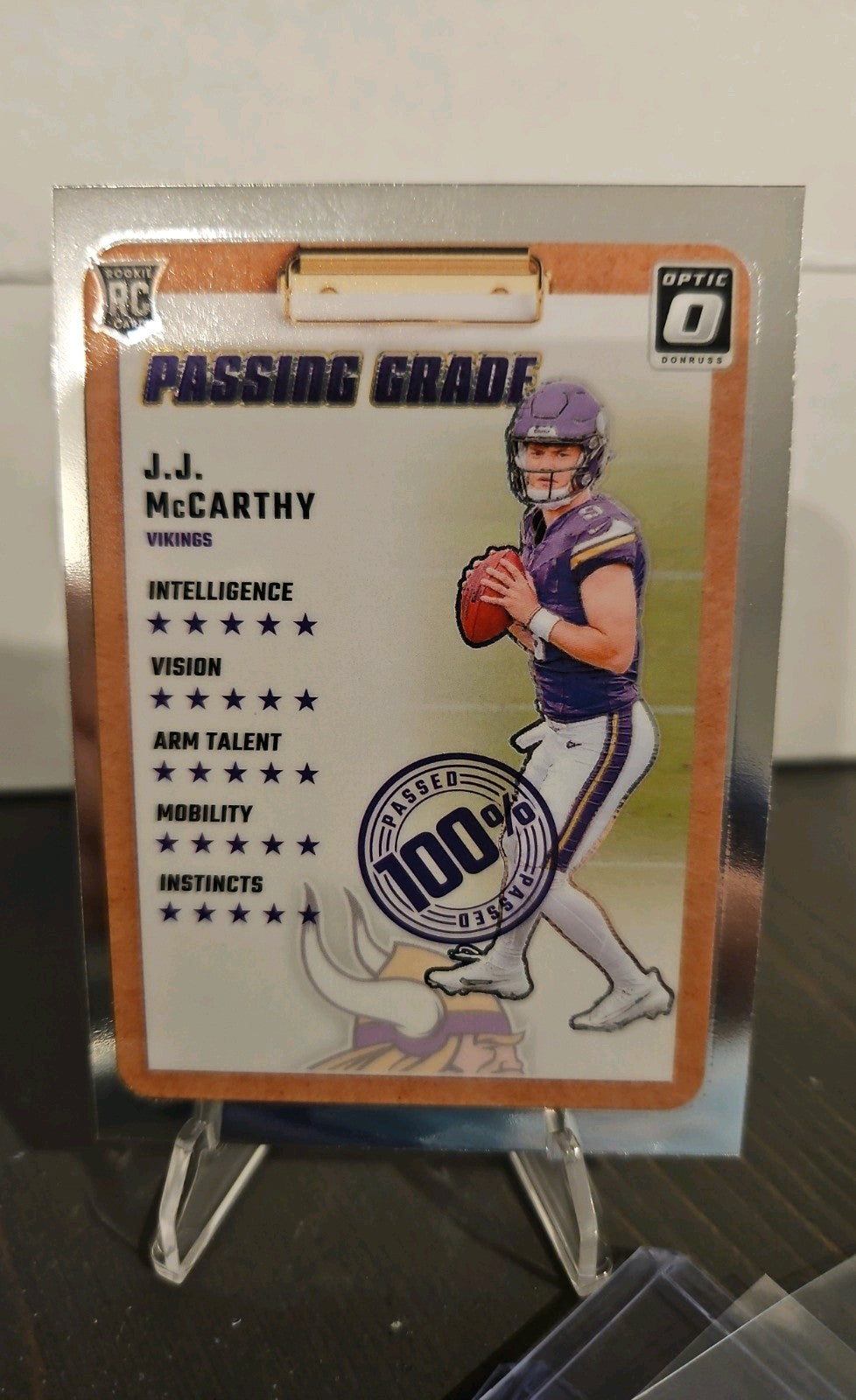 2024 Donruss Optic JJ McCarthy Passing Grade No. 6 Minnesotta Vikings