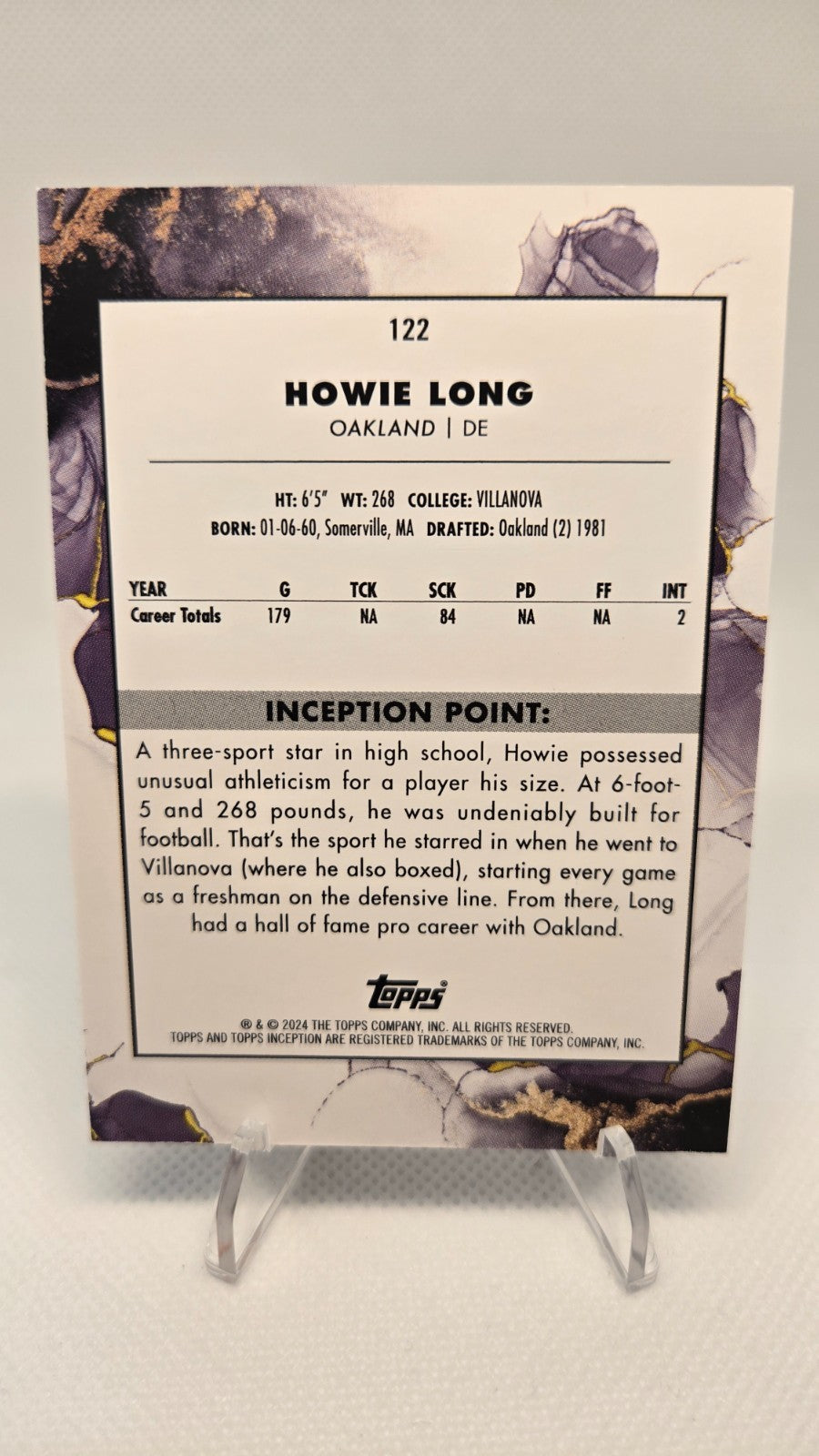 2024 Topps Inception HOWIE LONG Orange /50 #122 Oakland Raiders
