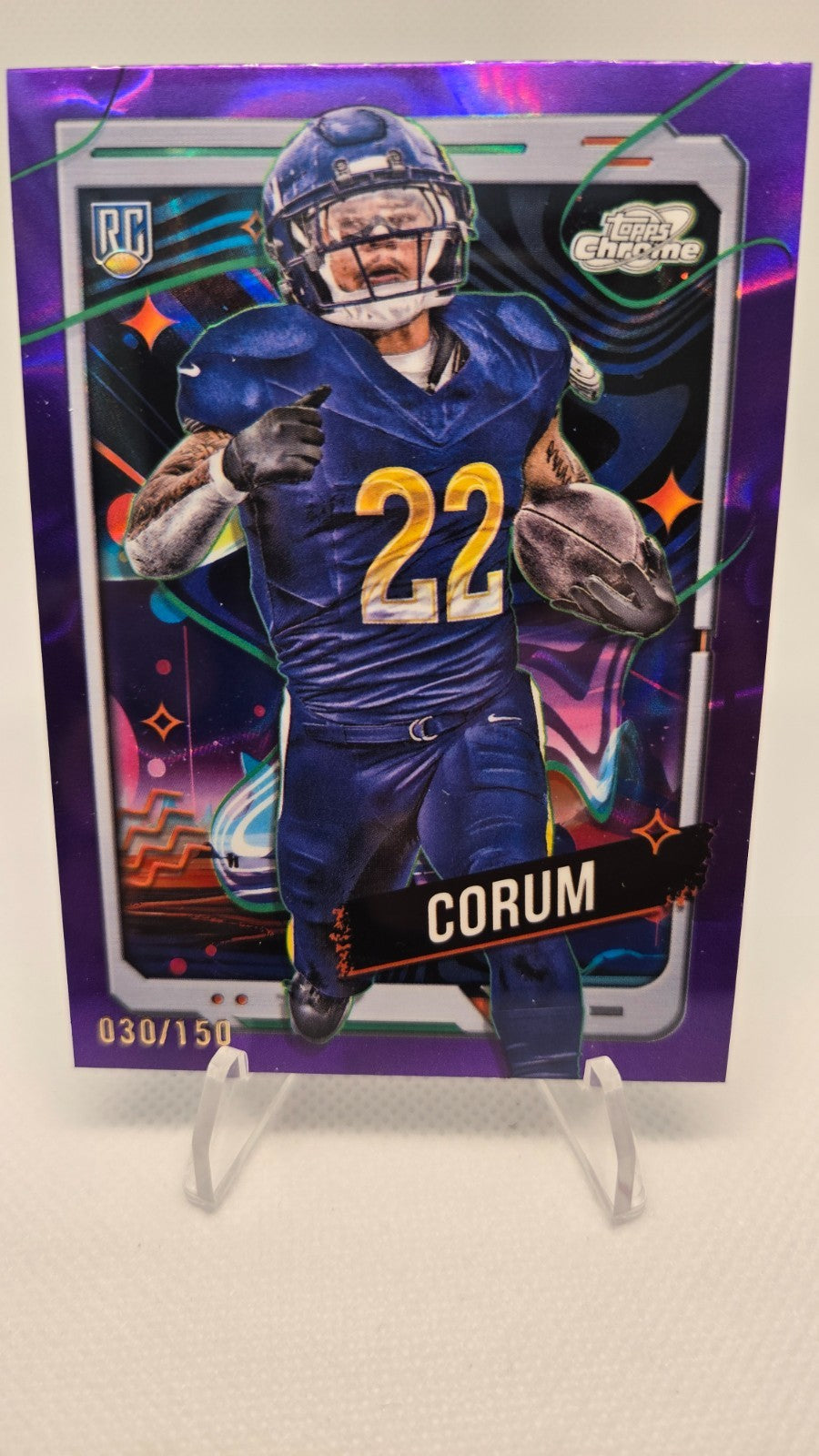 2024 Topps Chrome Cosmic #153 Blake Corum Purple Nebula Refractor #/150