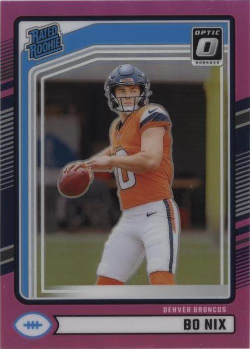 2024 Panini Donruss - Rated Rookie Bo Nix #369 Optic Preview Pink Prizm (RC)