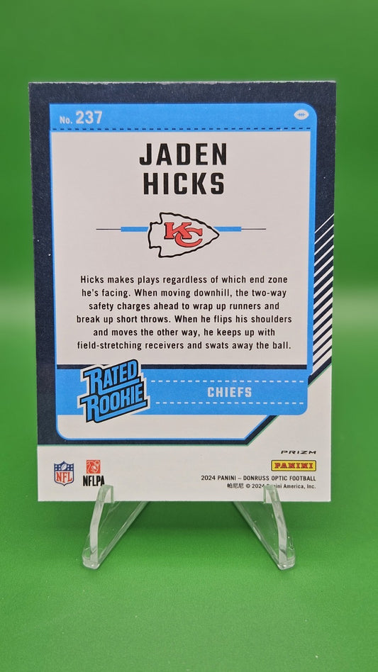 2024 Panini Donruss Optic - Rated Rookie Jaden Hicks #237 Green Hyper Prizm (RC)
