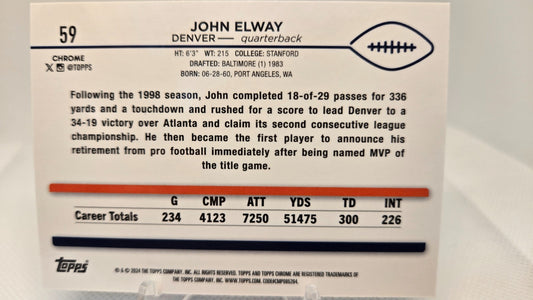 2024 Topps Chrome Football - John Elway Teal Refractor /250 Denver Broncos