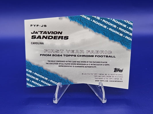 2024 Topps Chrome - First Year Fabric Ja'Tavion Sanders #FYF-JS (MEM, RC)