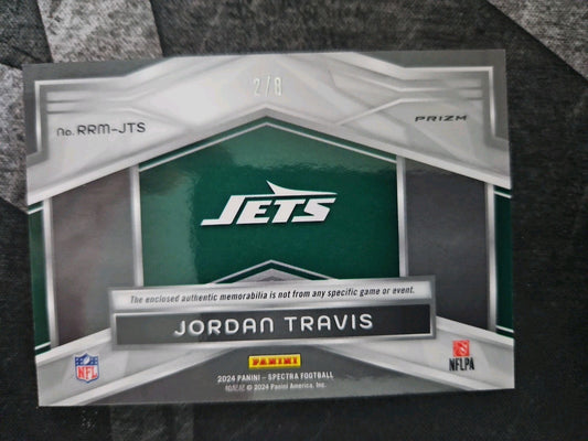 2024 Panini Spectra - Rising Rookie Jordan Travis #RRM-JTS Splatter Neon /8