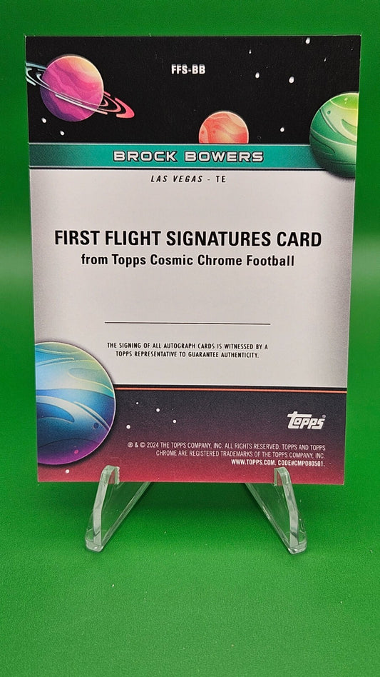 2024 Topps Chrome Cosmic Brock Bowers First Flight Signatures Gold /50 Auto RC
