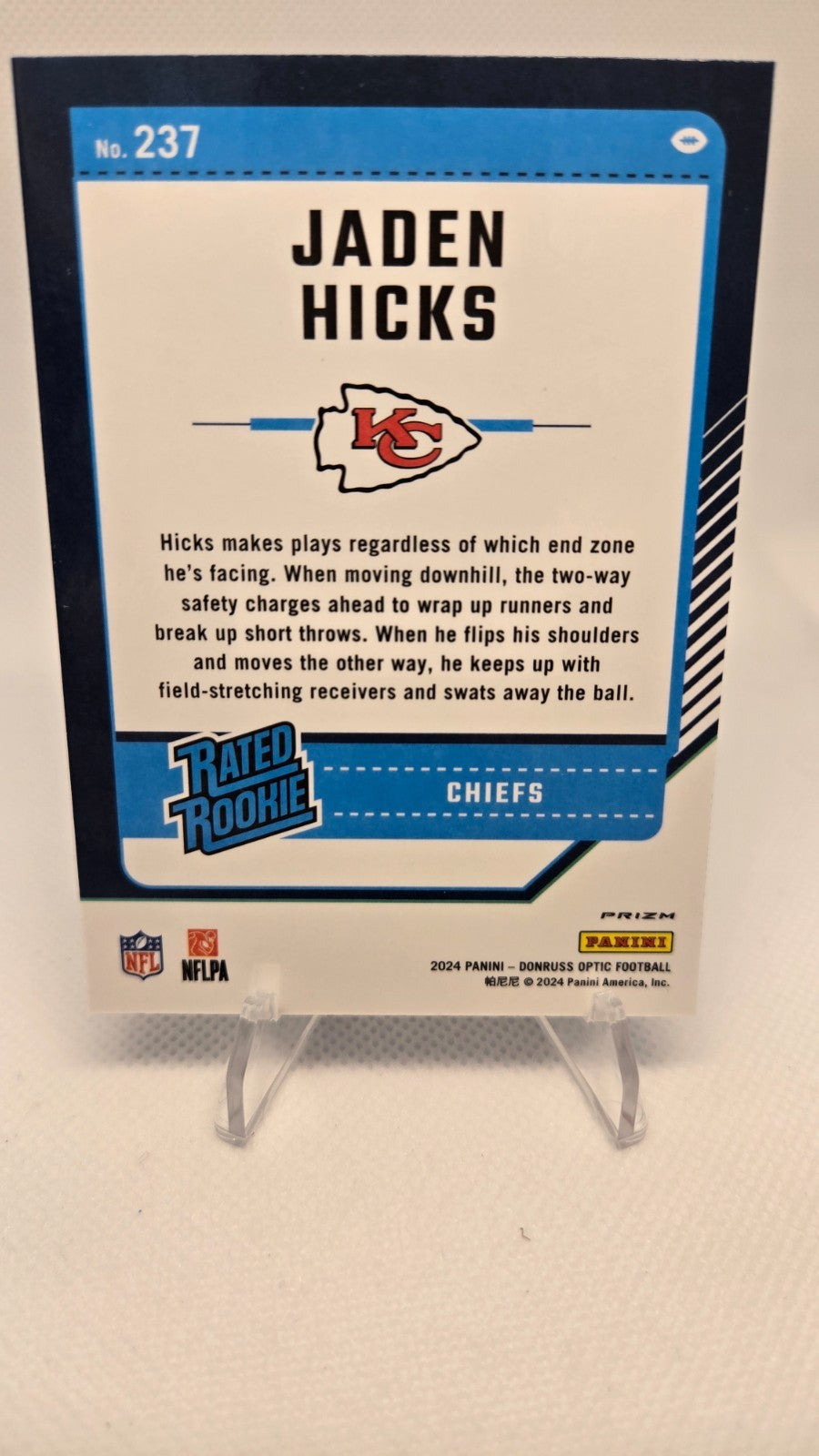 2024 Panini Donruss Optic - Rated Rookie Jaden Hicks #237 Blue Scope Prizm (RC)