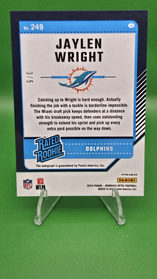2024 Panini Optic Football Jaylen Wright Auto /5 Rookie RC