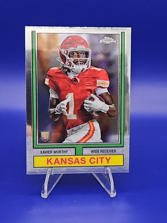 2024 Topps Chrome - 1974 Topps Football Xavier Worthy #74TF-8 (RC)