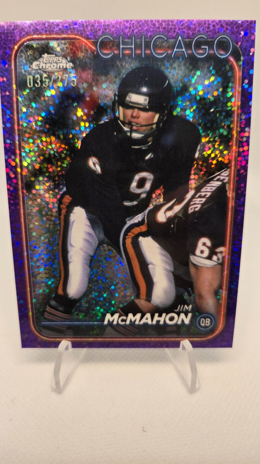 2024 Topps Chrome 18 Jim McMahon Purple Speckle Refractor /275 Chicago Bears 