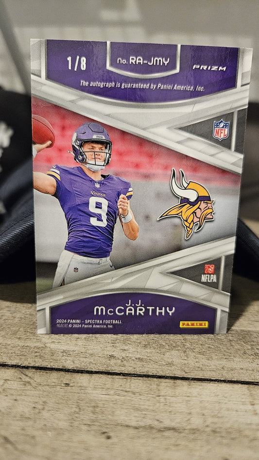 2024 Panini Spectra J.J. McCarthy Rookie Auto 1/8 #RA-JMY Vikings