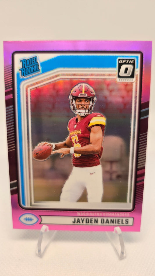 2024 Panini Donruss - Rated Rookie Jayden Daniels #389 Optic Preview Pink Prizm