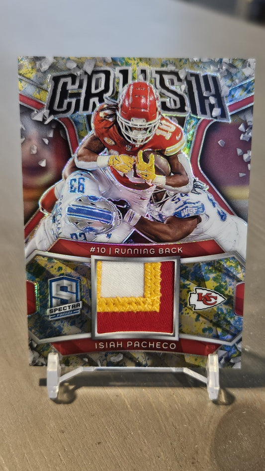 Isiah Pacheco Crush Patch Neon Splatter /8 - 2024 Panini Spectra Football Chiefs