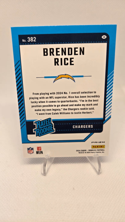 2024 Panini Donruss - Rated Rookie Brenden Rice #382 Optic Preview Red Wave...