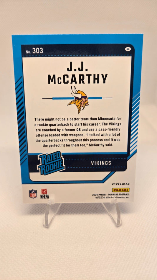 2024 Donruss Optic Rated Rookie Preview Pink Prizm #303 JJ McCarthy RC