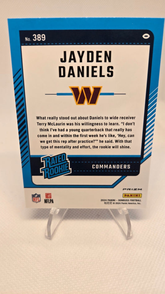 2024 Panini Donruss - Rated Rookie Jayden Daniels #389 Optic Preview Pink Prizm