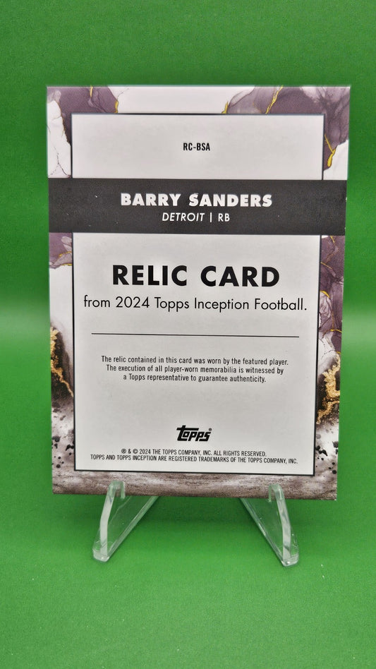2024 Barry Sanders Topps Inception Relic Card- Player Worn 88/125