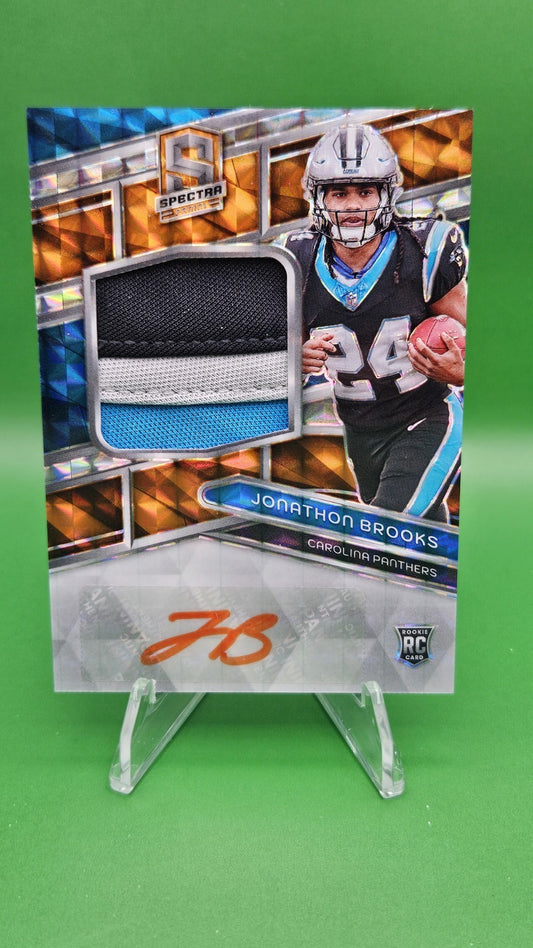 2024 PANINI SPECTRA FOOTBALL JONATHON BROOKS RC /15 Orange NEON PATCH AUTO