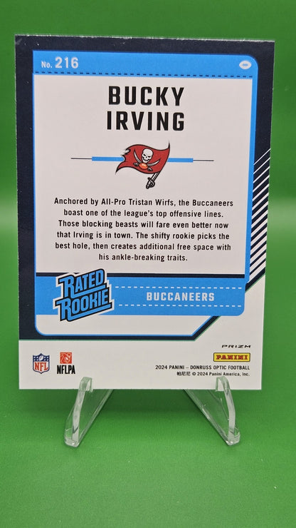 2024 Panini Donruss Optic - Rated Rookie Bucky Irving #216 Blue Hyper Prizm (RC)
