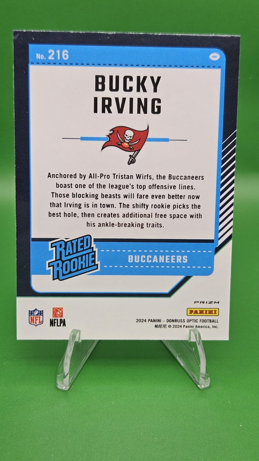 2024 Panini Donruss Optic - Rated Rookie Bucky Irving #216 Blue Hyper Prizm (RC)