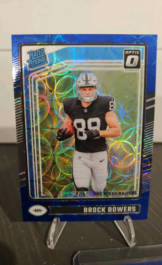 2024 Panini Donruss Optic - Rated Rookie Brock Bowers #215 Blue Scope Prizm (RC)