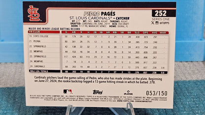 2025 Topps Series 1 Baseball Pedro Pages Blue Foil NUMBERED 039/150