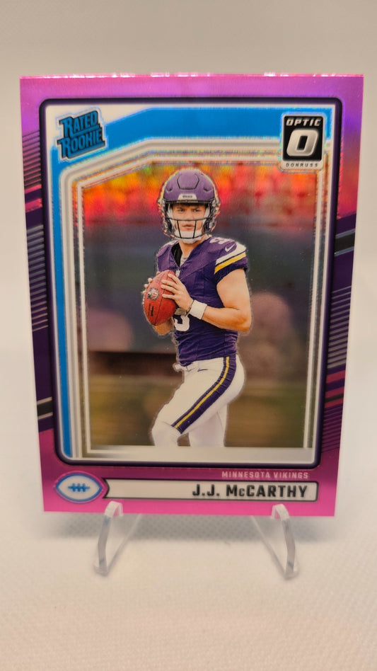 2024 Donruss Optic Rated Rookie Preview Pink Prizm #303 JJ McCarthy RC