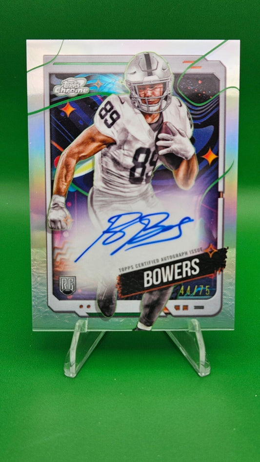 2024 Topps Chrome Cosmic Brock Bowers AUTOGRAPH AUTO VARIATION REFRACTOR RC /75