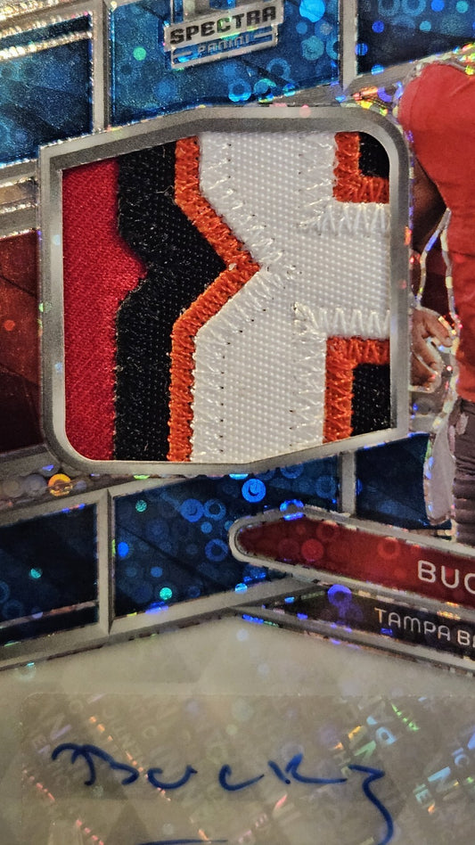 2024 Spectra BUCKY IRVING RC 4 Colored Patch AUTO Blue Neon #/50 Bucs Rookie RPA