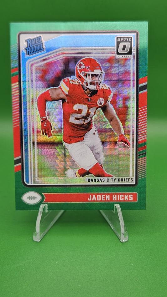 2024 Panini Donruss Optic - Rated Rookie Jaden Hicks #237 Green Hyper Prizm (RC)