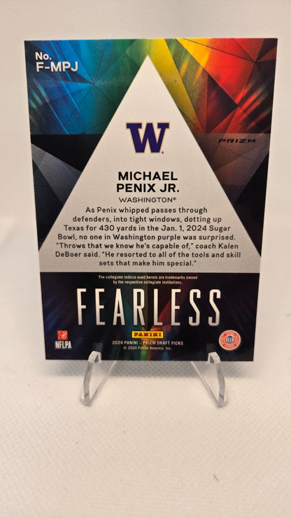 2024 Prizm Draft Picks Michael Penix Fearless Red Cracked Ice (RC)
