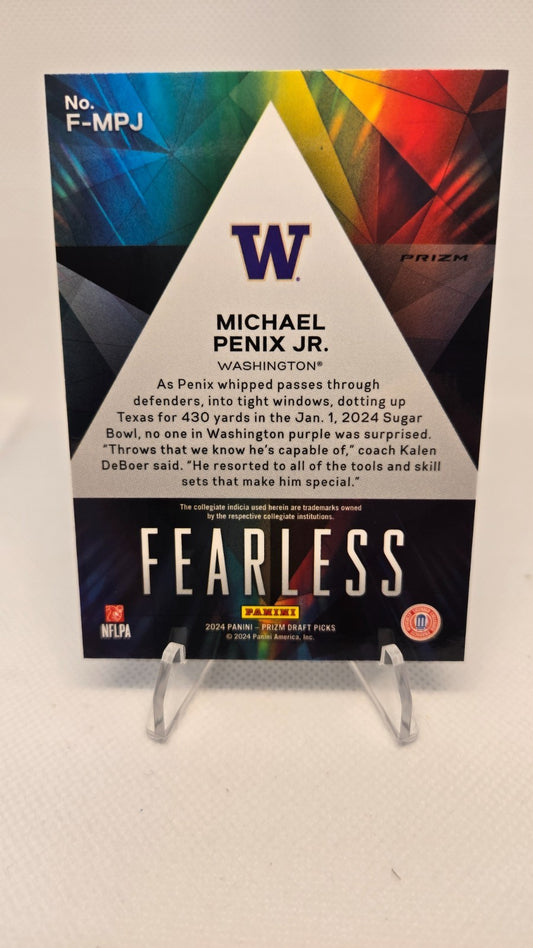 2024 Prizm Draft Picks Michael Penix Fearless Red Cracked Ice (RC)