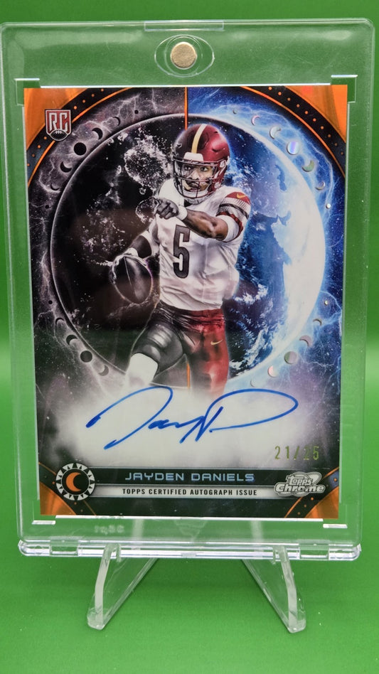 2024 Topps Chrome Cosmic Jayden Daniels Equinox Orange Galactic Rookie Auto /25