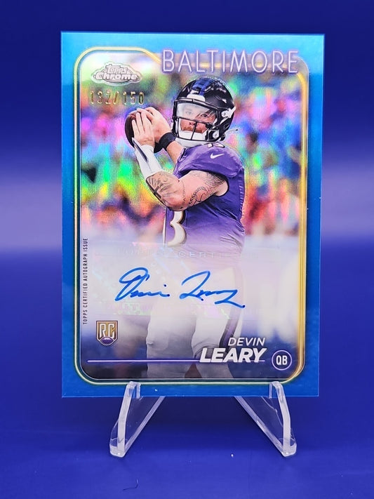 2024 Topps Chrome - Rookie Autographs Devin Leary #RA-DLE Blue Refractor /150...