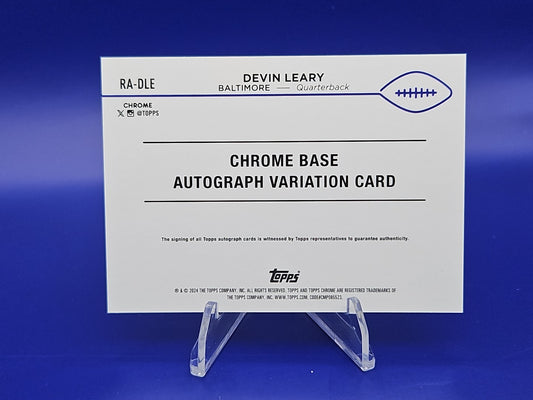 2024 Topps Chrome - Rookie Autographs Devin Leary #RA-DLE Blue Refractor /150...