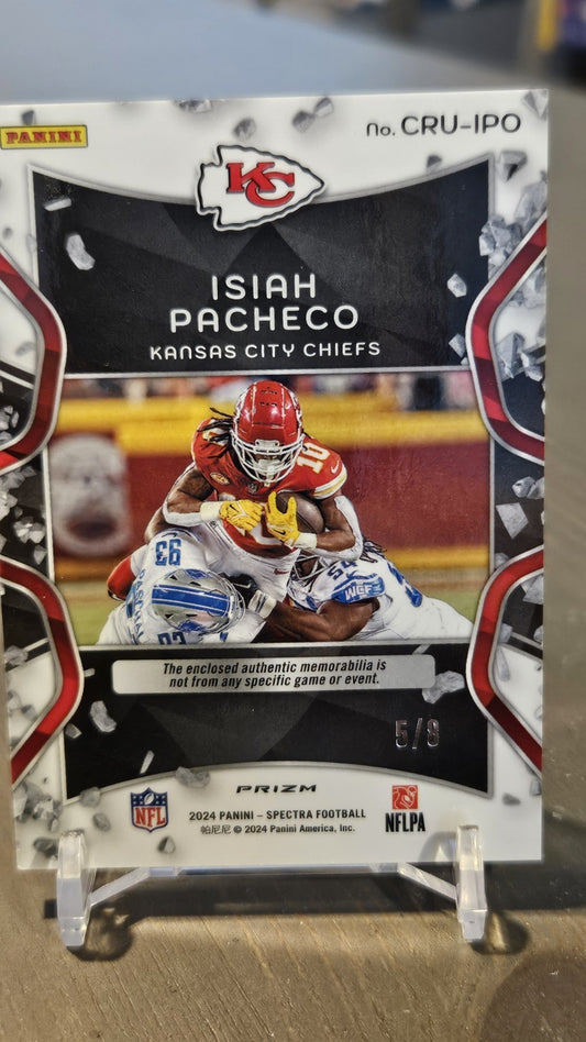 Isiah Pacheco Crush Patch Neon Splatter /8 - 2024 Panini Spectra Football Chiefs