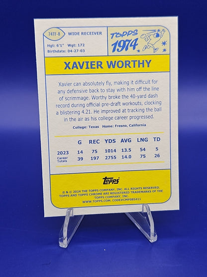 2024 Topps Chrome - 1974 Topps Football Xavier Worthy #74TF-8 (RC)