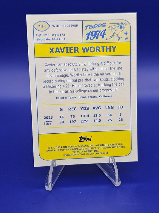 2024 Topps Chrome - 1974 Topps Football Xavier Worthy #74TF-8 (RC)