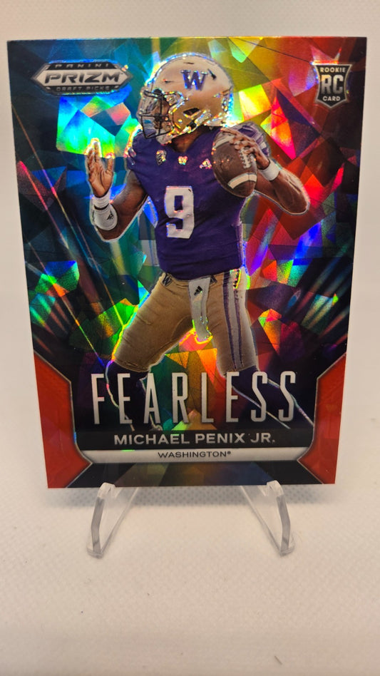 2024 Prizm Draft Picks Michael Penix Fearless Red Cracked Ice (RC)