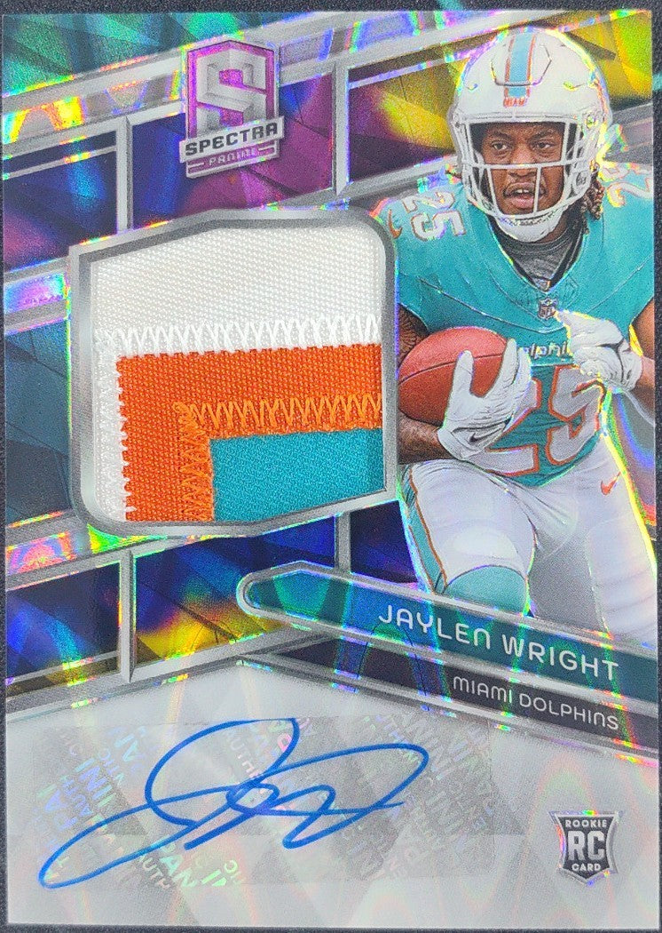 2024 Panini Spectra - Rookie Patch Autographs Jaylen Wright #232 Supernova Prizm